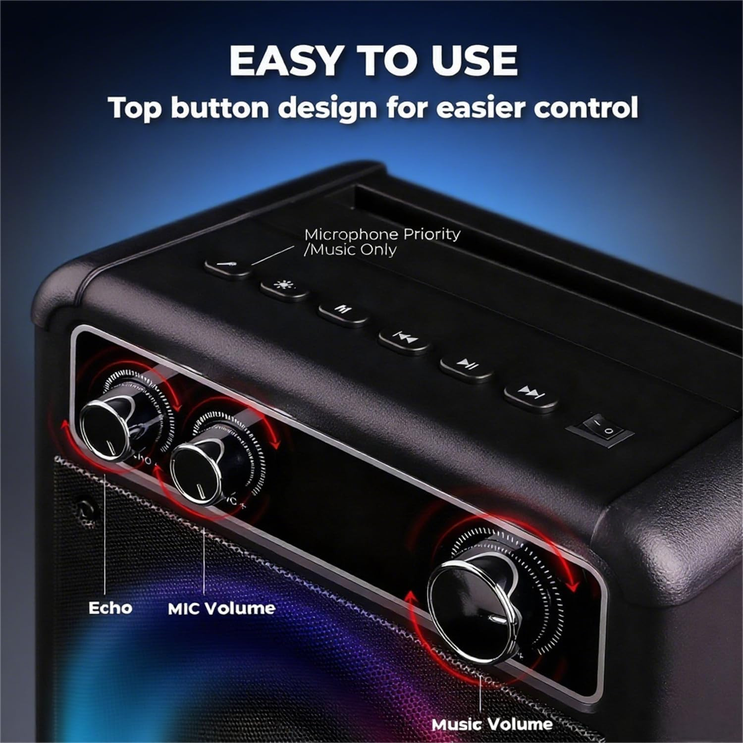 Karaoke Machine with 2 Wireless Microphones, Portable Bluetooth Speaker for Adul