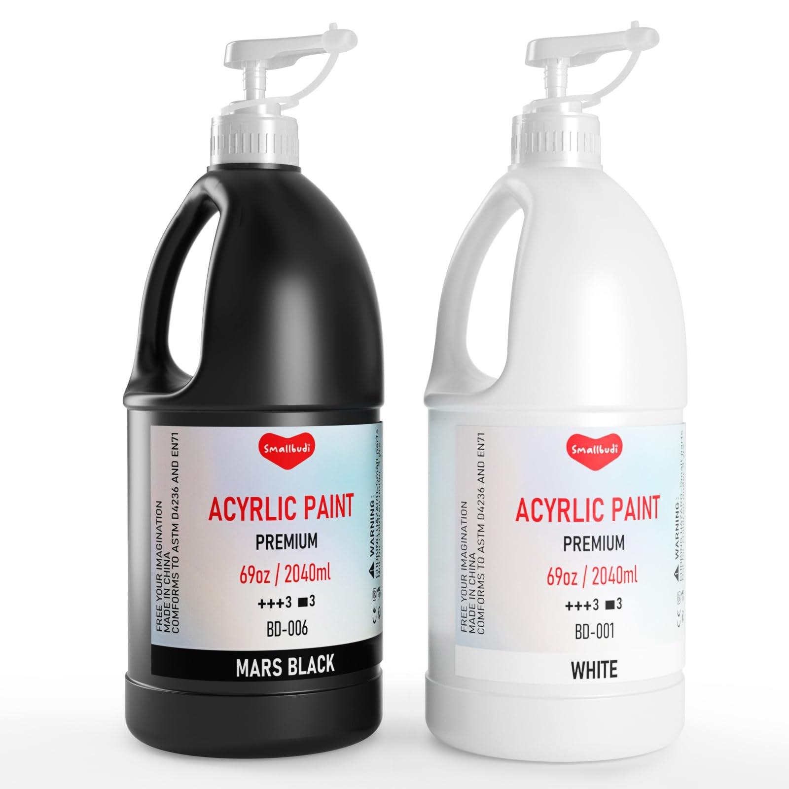 Smallbudi 2 Pack White & Black Large 69 Fl Oz (Pack of 2), &