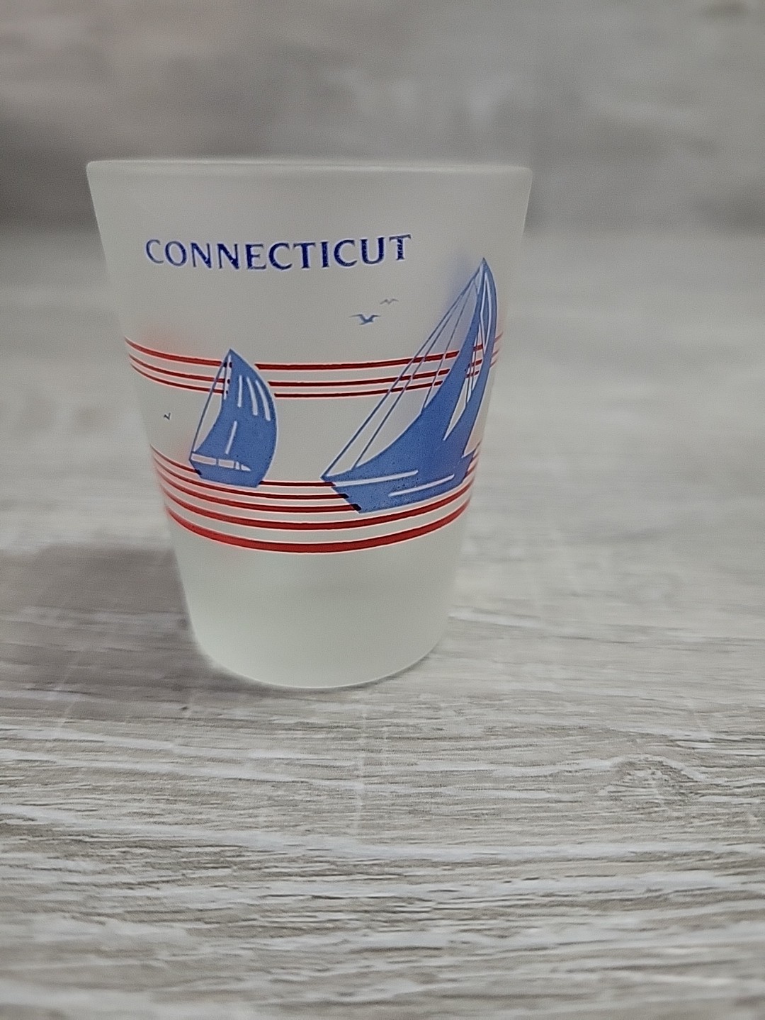 Connecticut Sail Boat Frosted Shot Glass