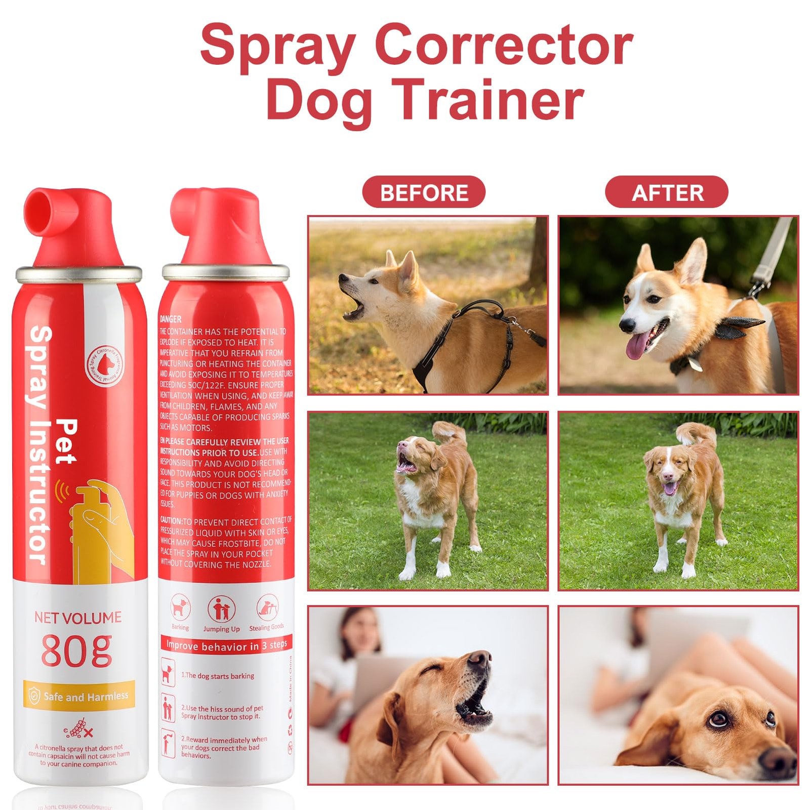 OCKCE Corrector Spray Dog Trainer, 80ml 1 Pack 1PACK, Red-1