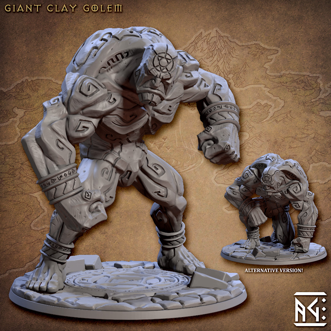 Giant Clay Golem Standing - Artisan Guild Fantasy Dungeons and Dragons