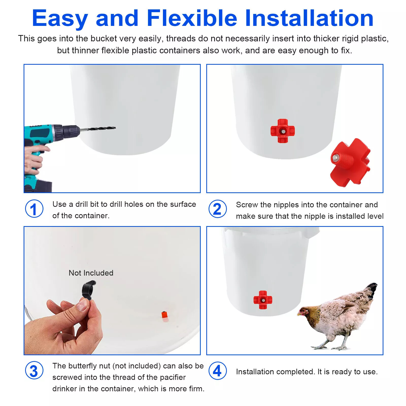 20× Chicken Nipples Automatic Waterer Poultry Drinker Hen Duck Quail Drinking US
