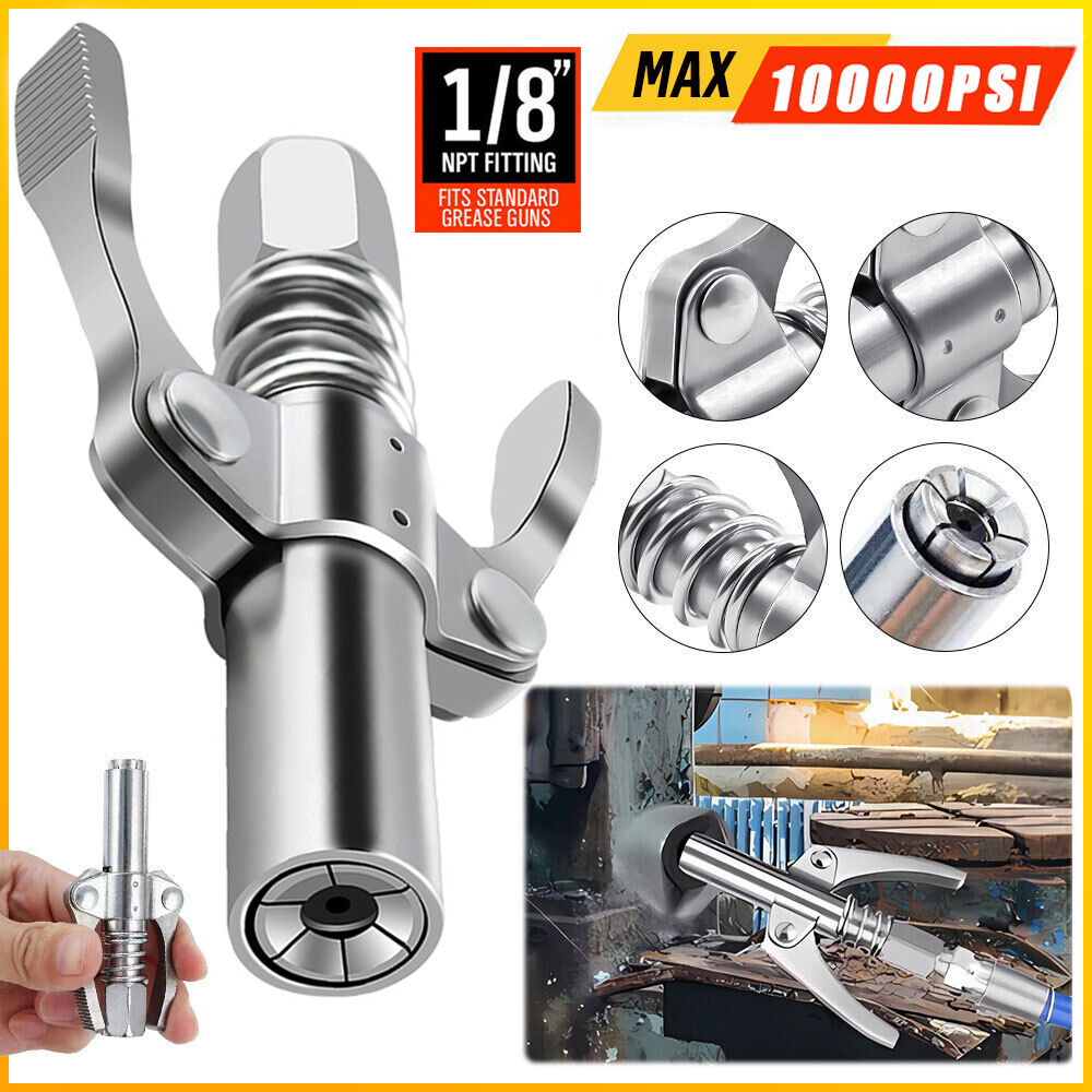 High Pressure 10000PSI Grease Gun Coupling Coupler End Fitting 1/8”NPT Kit