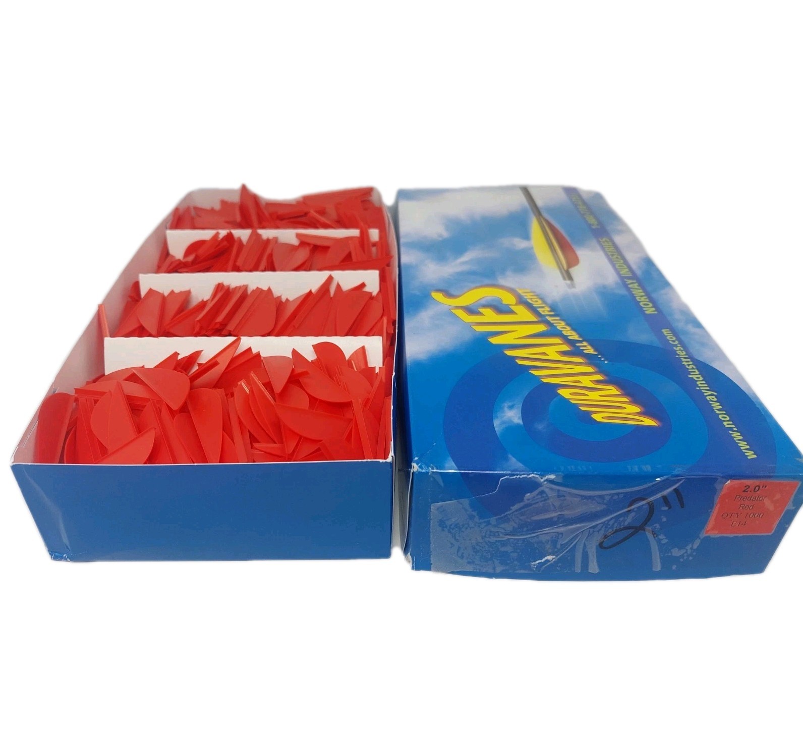 1000 Pack: 2" Red DuraVanes Predator Archery Arrow Vanes Q2i Norway Industries
