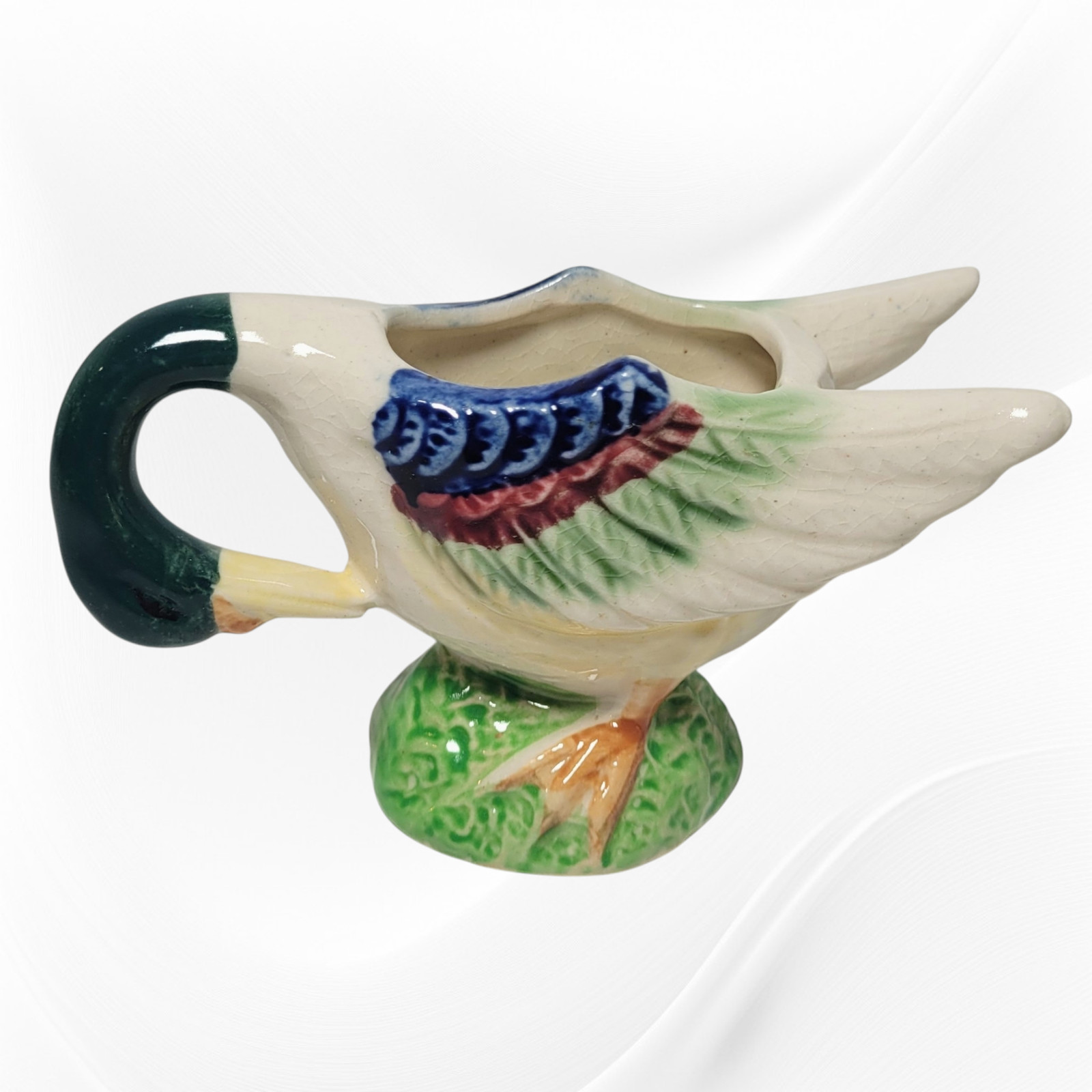 1940's Mini Ceramic Duck Succulent Cactus Planter Pot Made in Occupied Japan