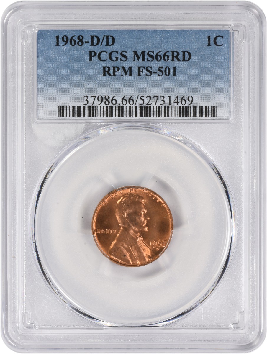 1968-D/D Lincoln Cent RPM FS-501 MS66RD PCGS