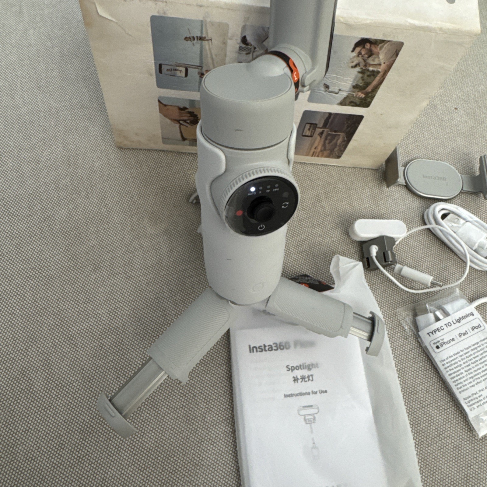 Insta360 Flow Creator Kit Smart Phone Axis Gimbal Stabilizer Gray Open Box