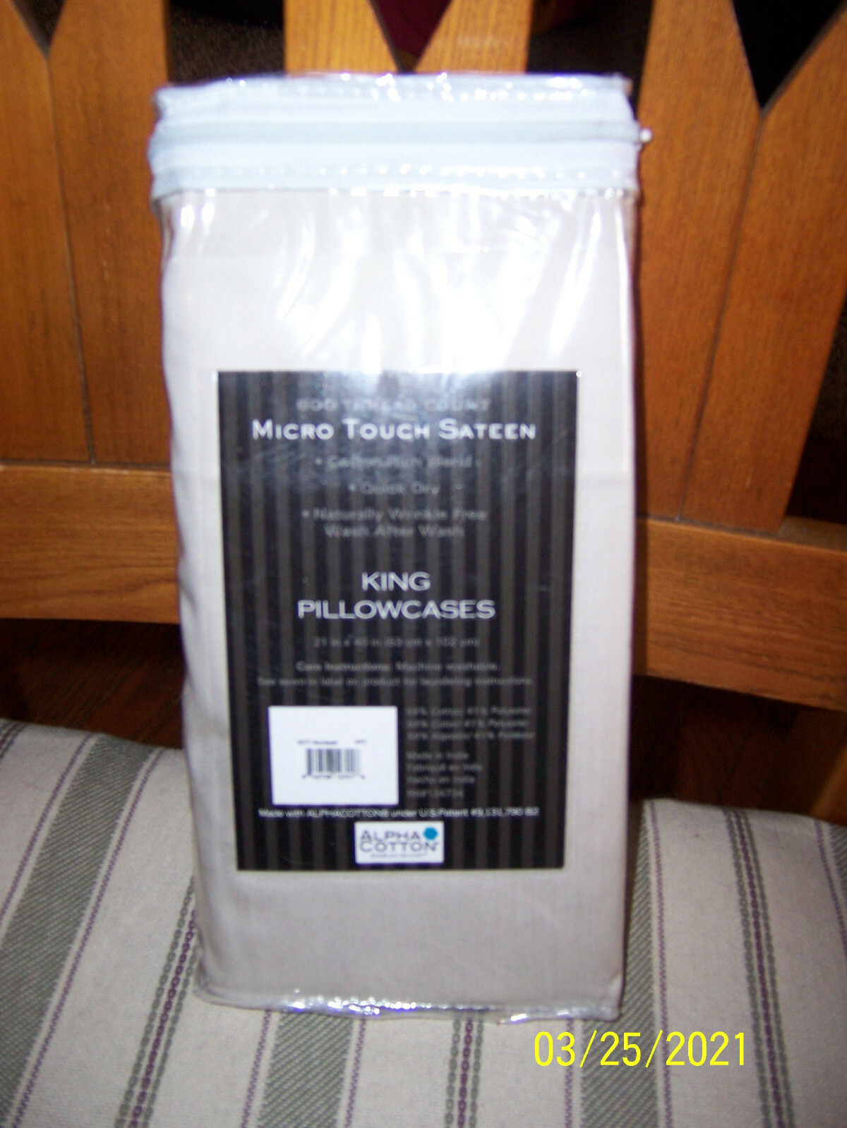 NEW MICRO TOUCH 600 Thread Count KING Pr Pillowcases MOONBEAM Sateen WrinkleFree
