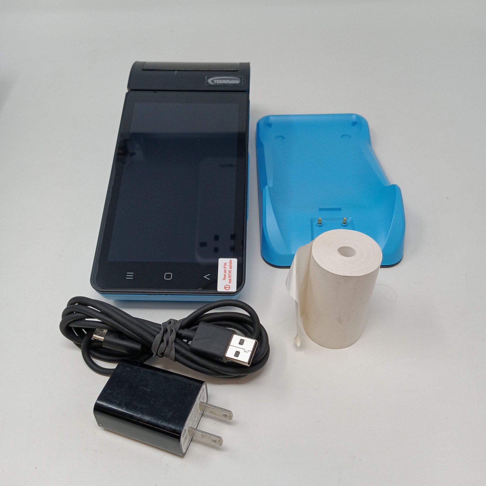 TEAMobile Android Handheld POS Terminal Receipt Printer w/ Charger Dock USB Cabl