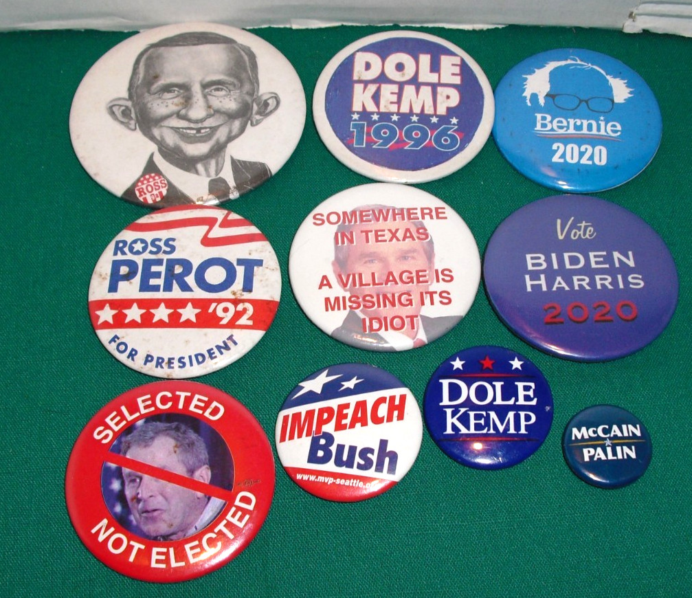10 Dole Bernie Sanders Bush Political Presidential Misc. Button Pin Pinback