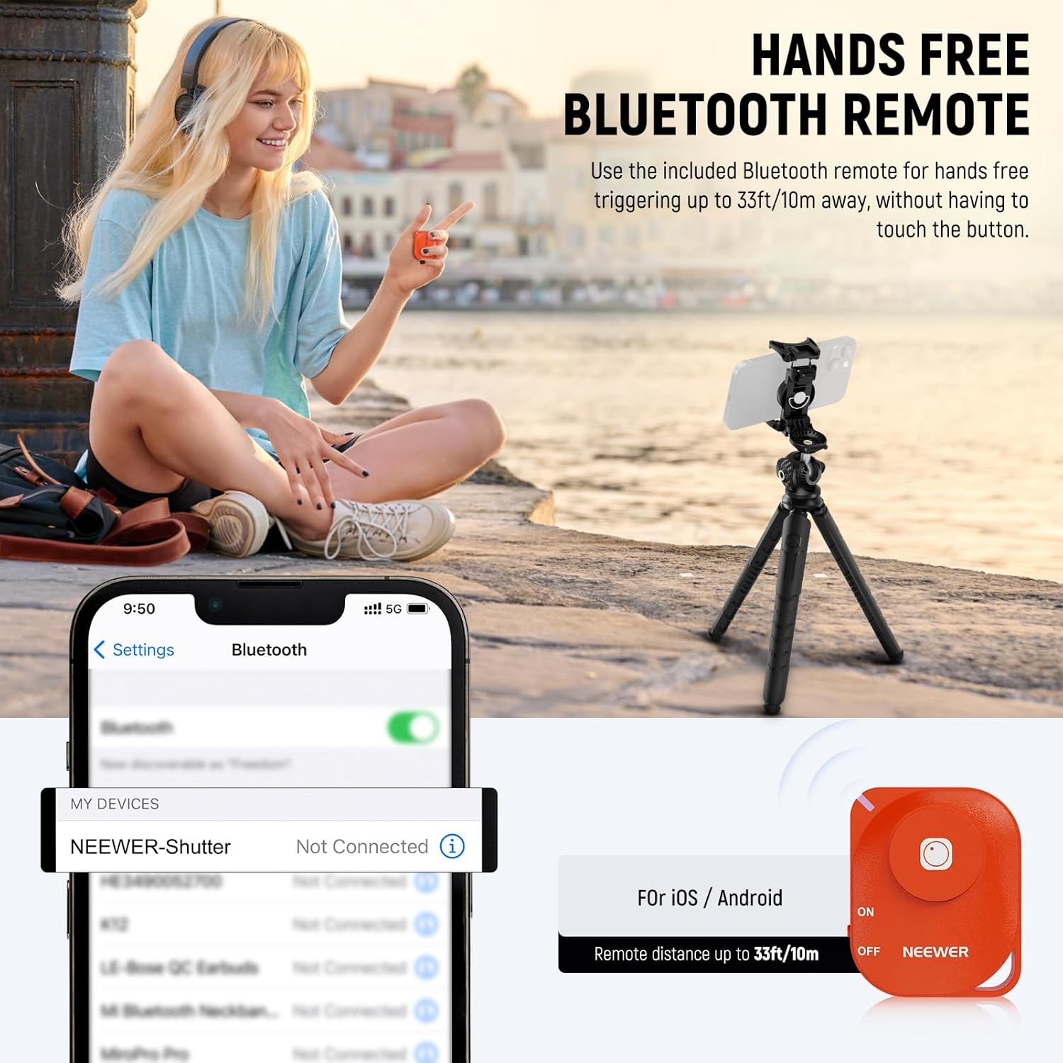 NEEWER Tripod for iPhone with Remote, Mini Flexible Phone Stand Vlog...