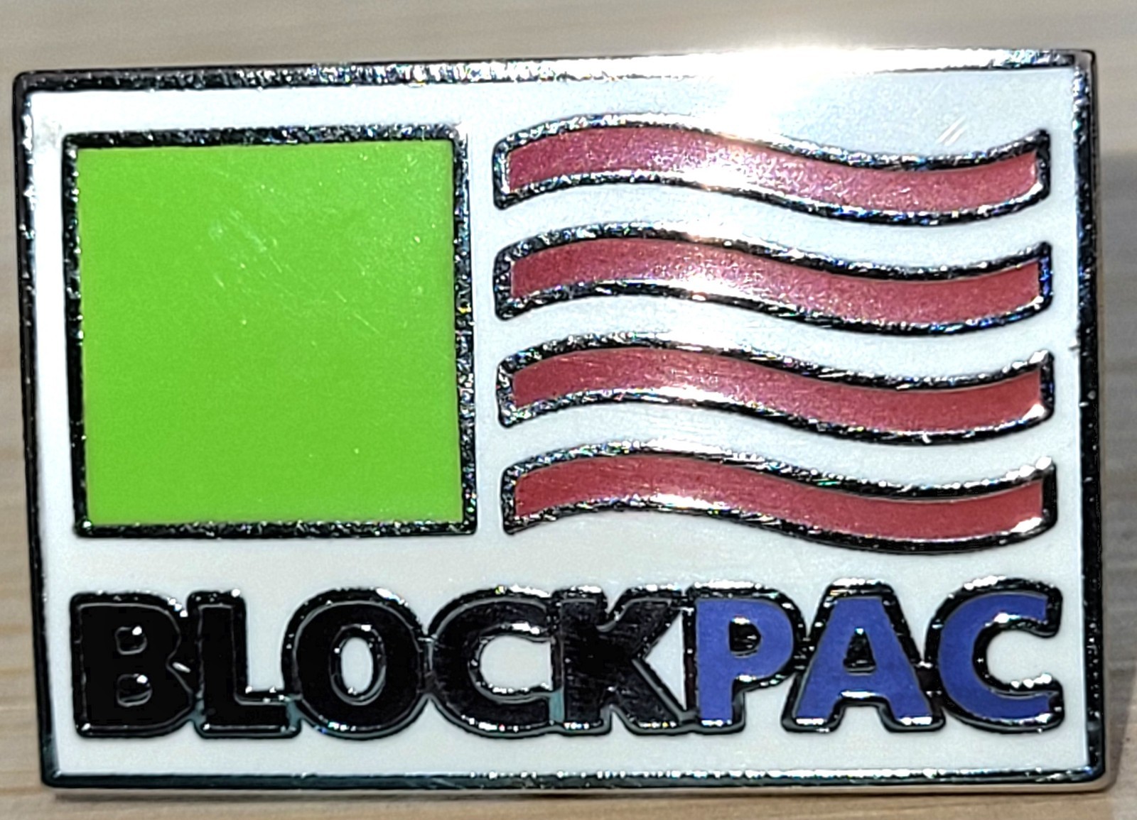 Blockpac H&R Block American Flag Political Action Lapel Pin 7/8" Wide Great Cond