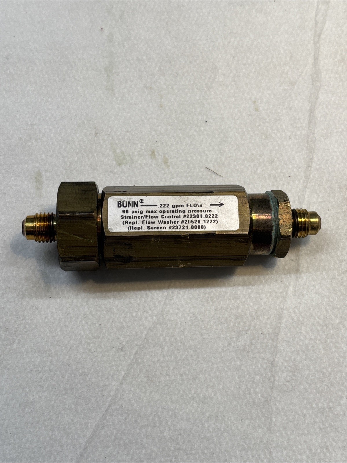 Bunn-o-matix Part Number 22300.0222 Strainer Flow Control Assembly