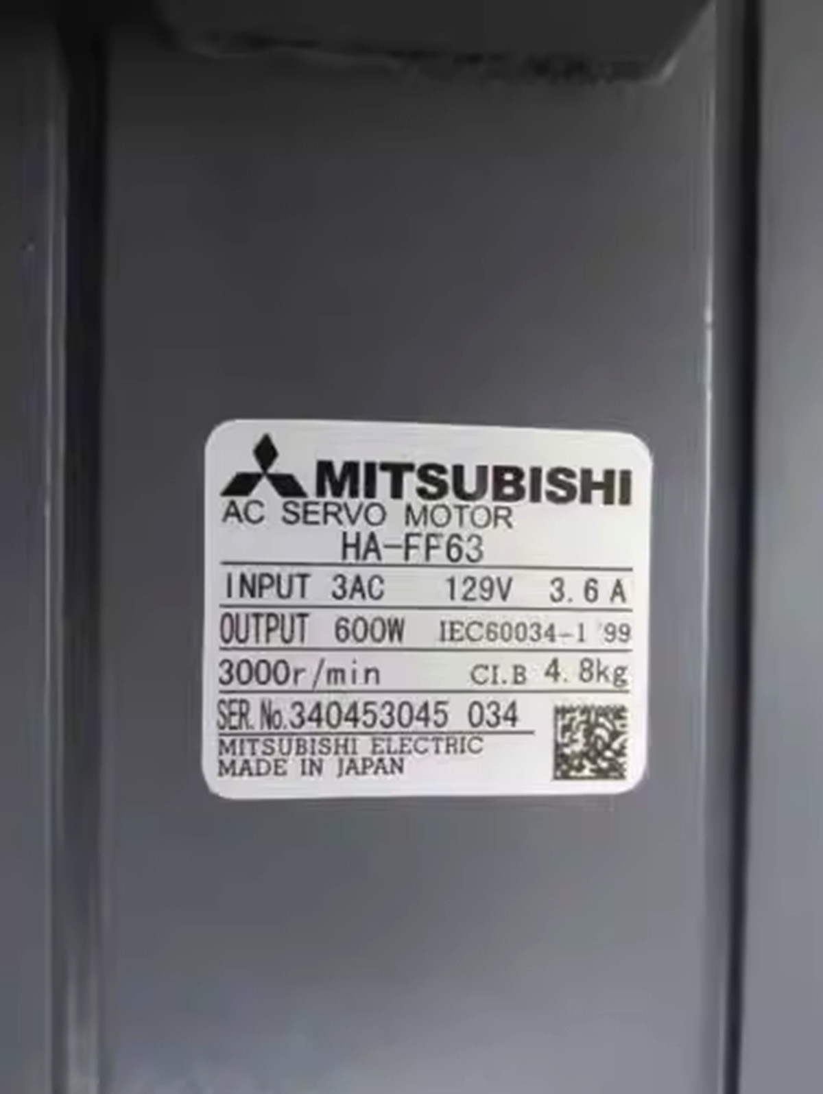 NEW MITSUBISHI HA-FF63 Servo motor 3000rpm 0.6kW
