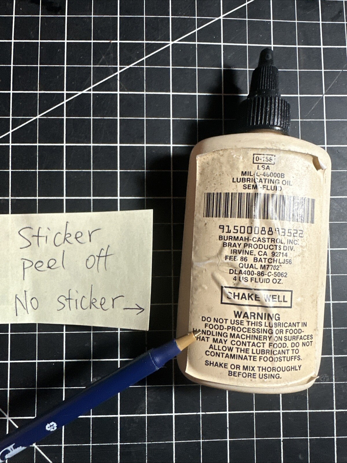 LSA Weapons Oil Medium 4OZ Bray Oil Company Vintage 4 Ounces M-7702 No Sticker
