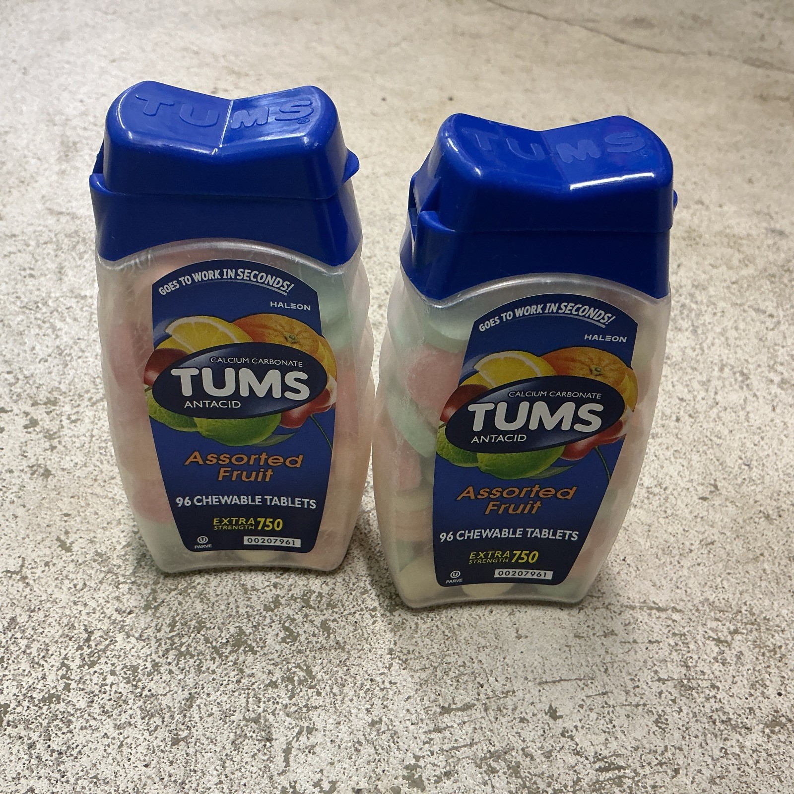 2-PK Tums Antacid Calcium Carbonate Supplement  Assorted Fruit 96 Ea. 2029