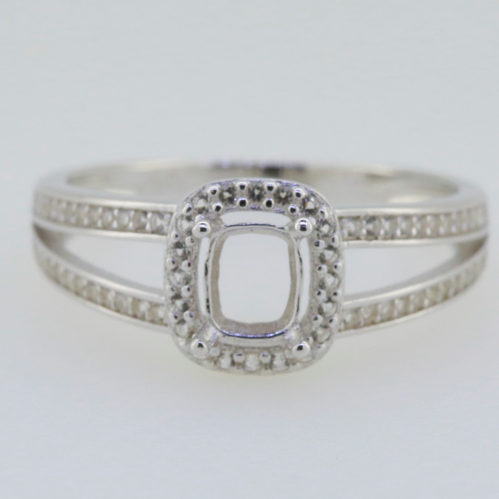 Sterling Silver Semi Mount Ring Setting Cushion CU 6X5mm Topaz