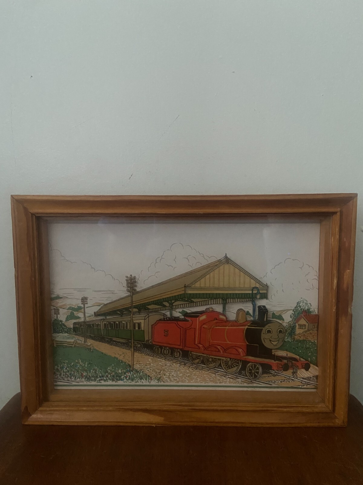 1984 Thomas the Tank Engine & Friends JAMES 3D Painting Framed Kaye & Ward Vtg