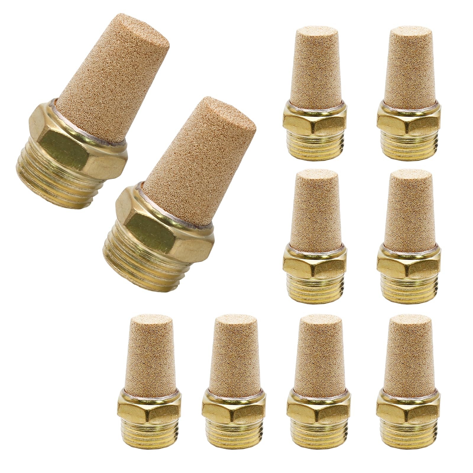 Brass Pneumatic Exhaust Muffler Silencer Filter 1/4 NPT Male Thread 10 PCS