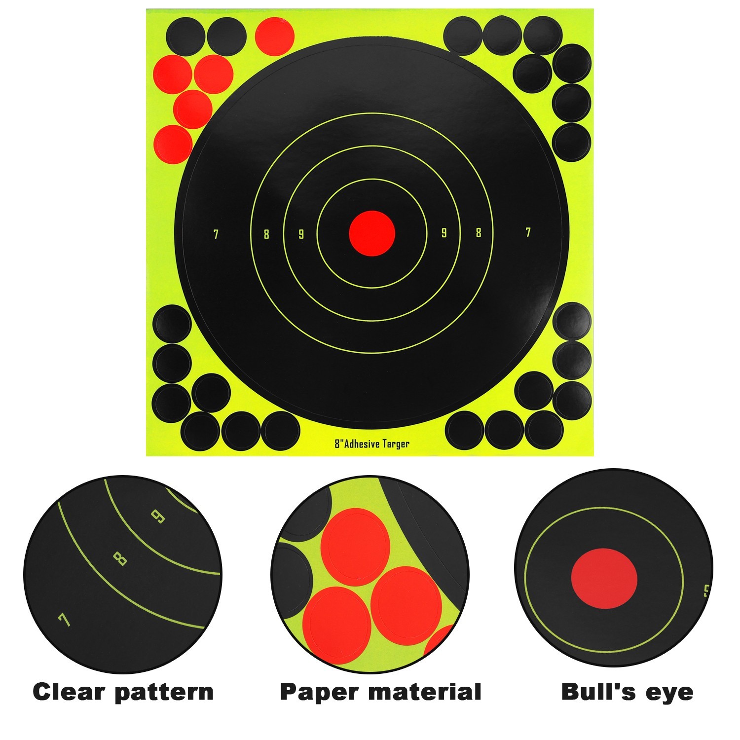 50/100 Pack 8" Shooting Targets - Paper for Rifle/Gun Practice