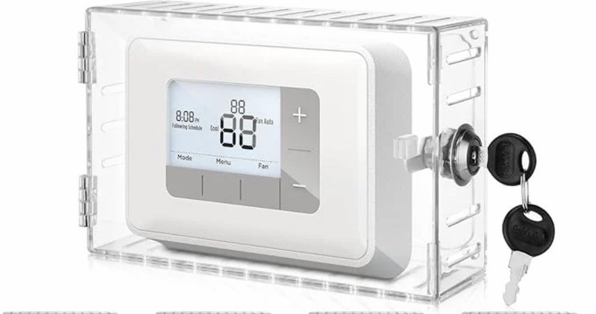 Wenqik Thermostat Lock Box with Key, Clear Large Thermostat Cover on Wall, Guard