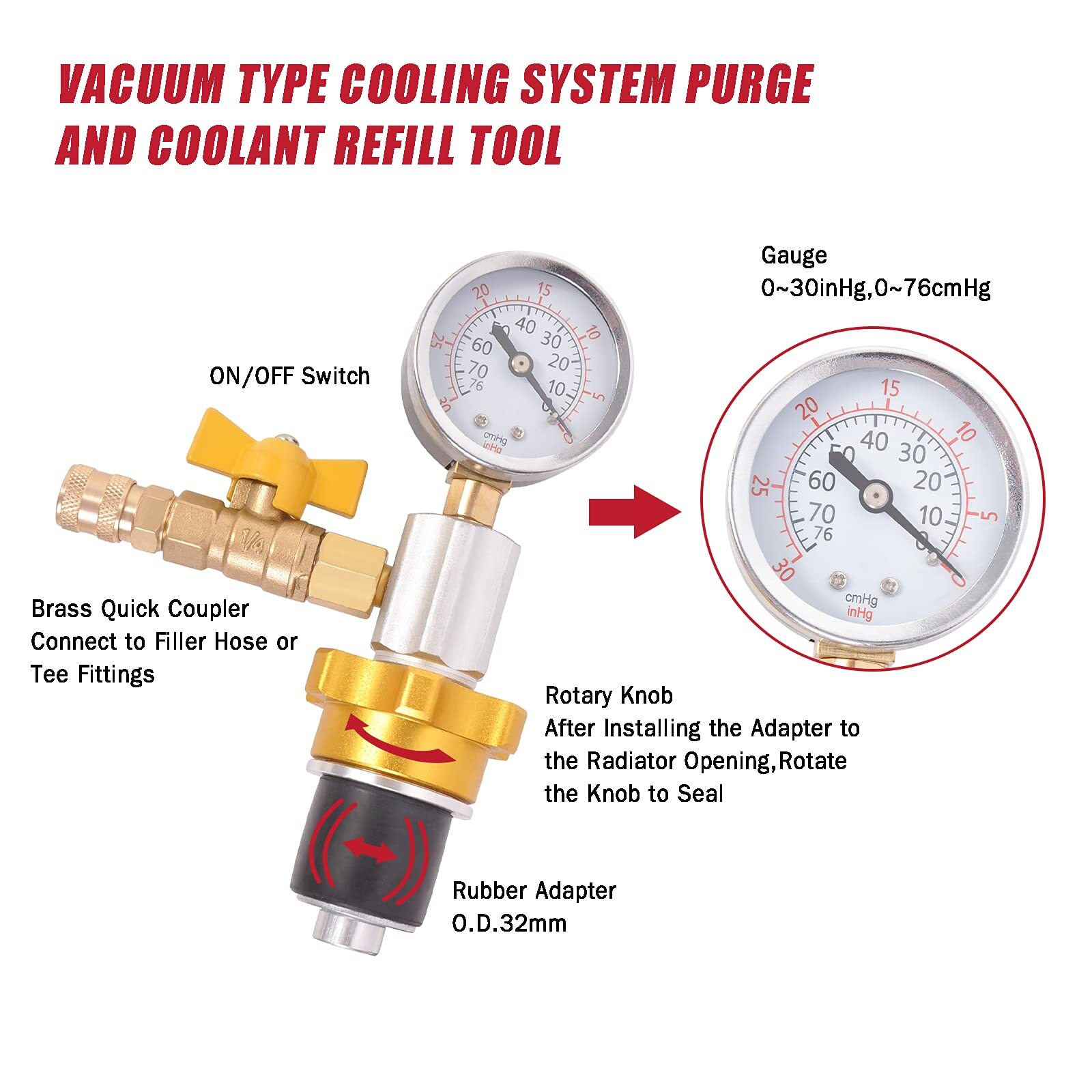 Engine Cooling System Vacuum Purge & Refill Kit Set Universal Pro Tools
