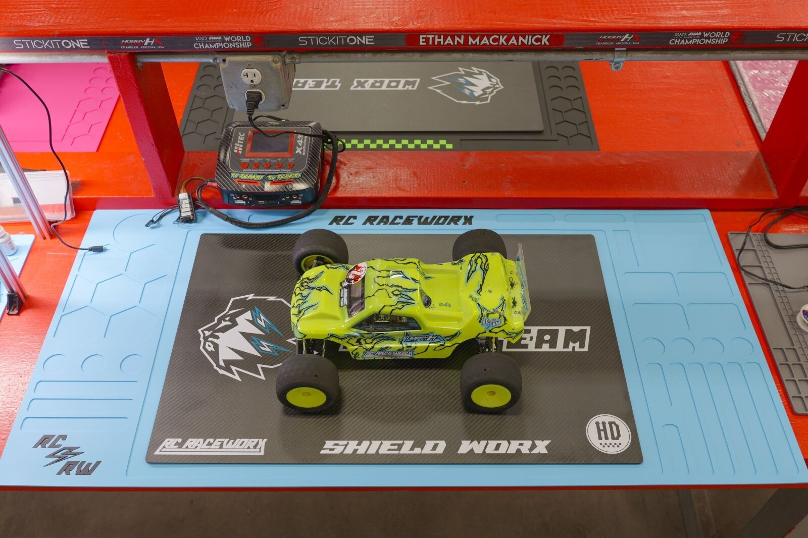 RC Raceworx Flight Deck Pit Mat 23x48 - Team Edition Blue and Black