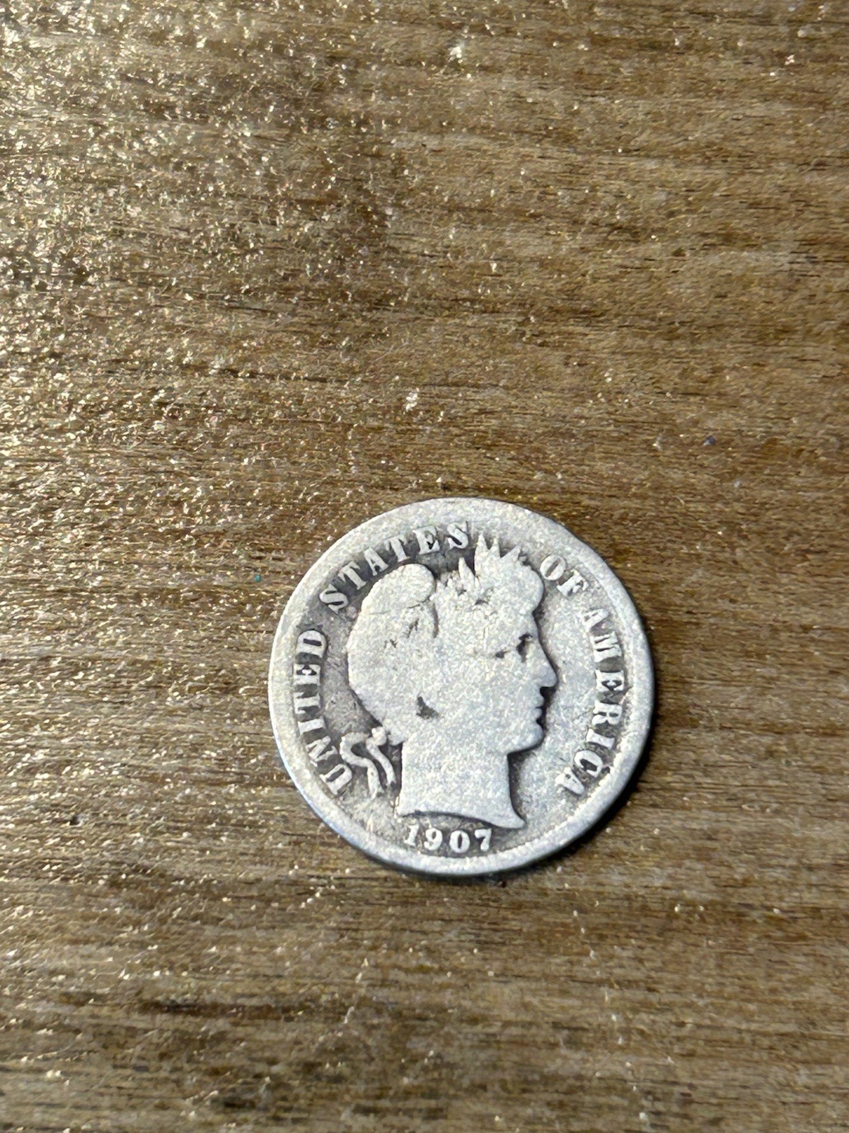 1907 Barber Dime G+