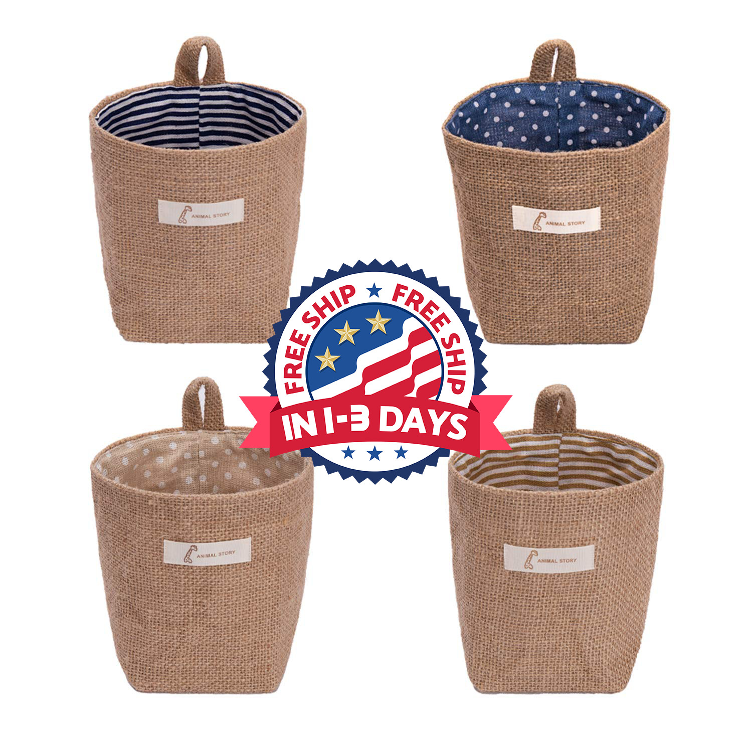 Bolsas de almacenamiento para colgar en la pared, pack 4, 3,93 x 3,93 x 5,31