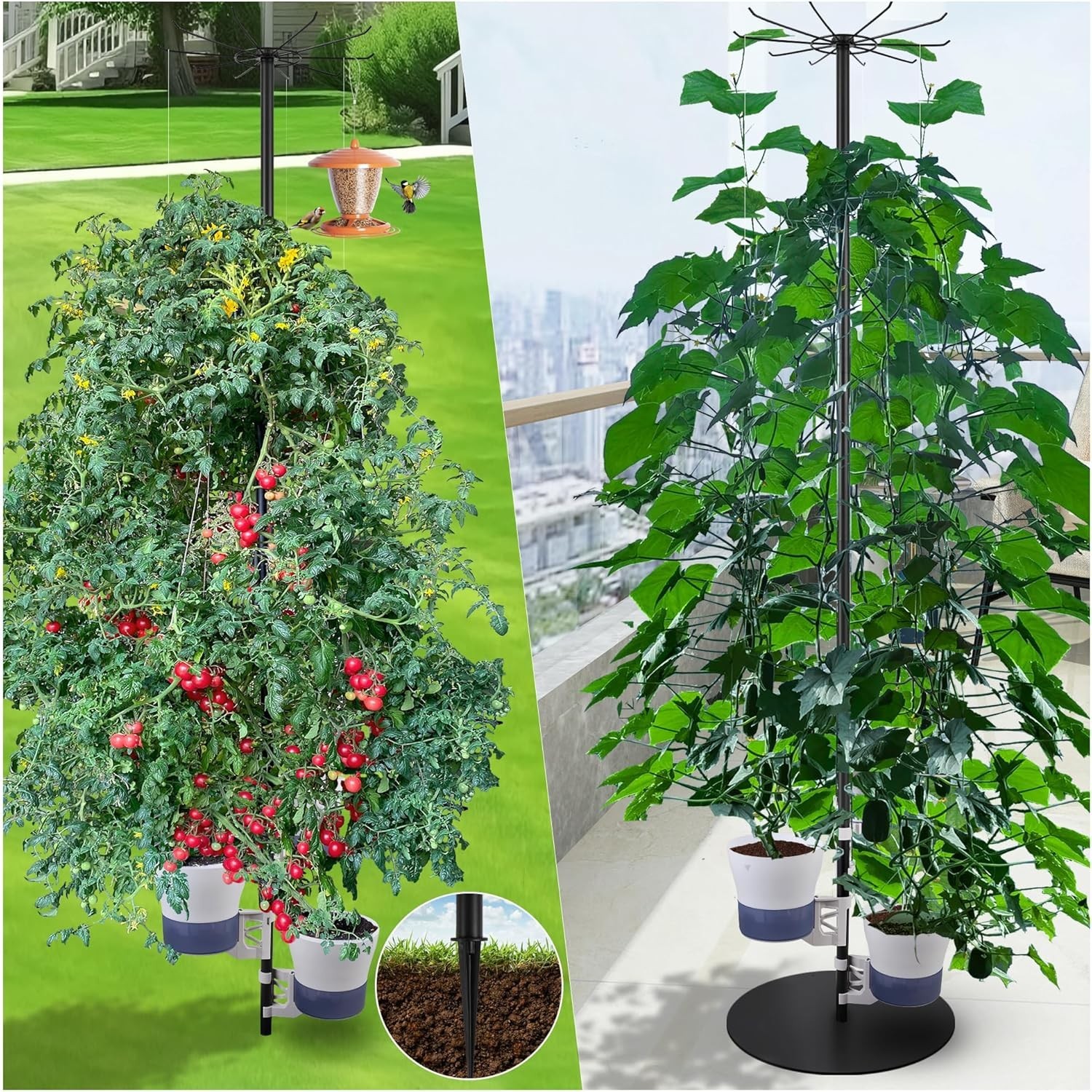 Tall Metal Hydroponics Plant Stand Outdoor Indoor 72" Self Watering Adjustable