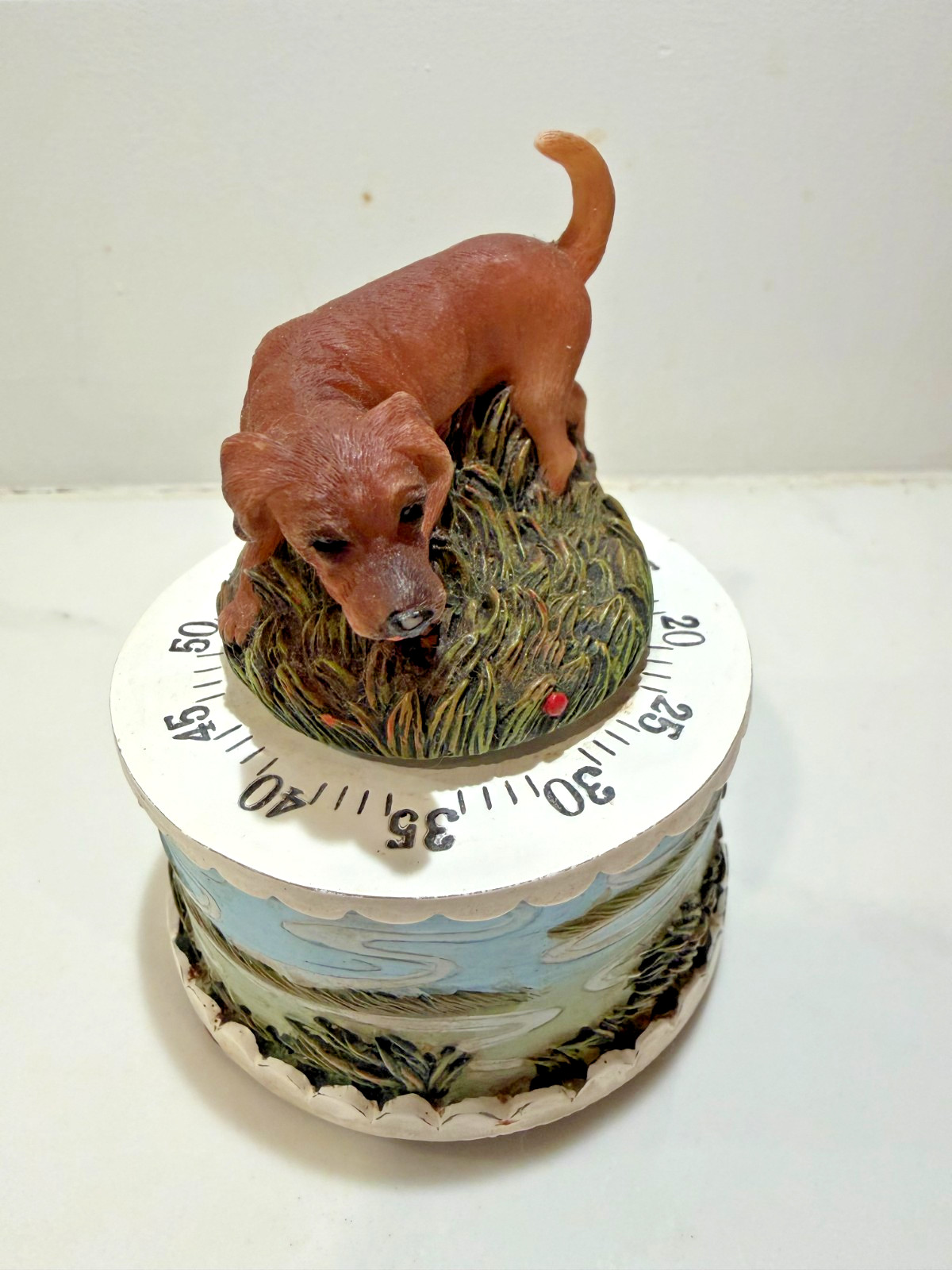 Vintage Hunting Dog Wind Up Kitchen Timer Novelty Decor No Alarm