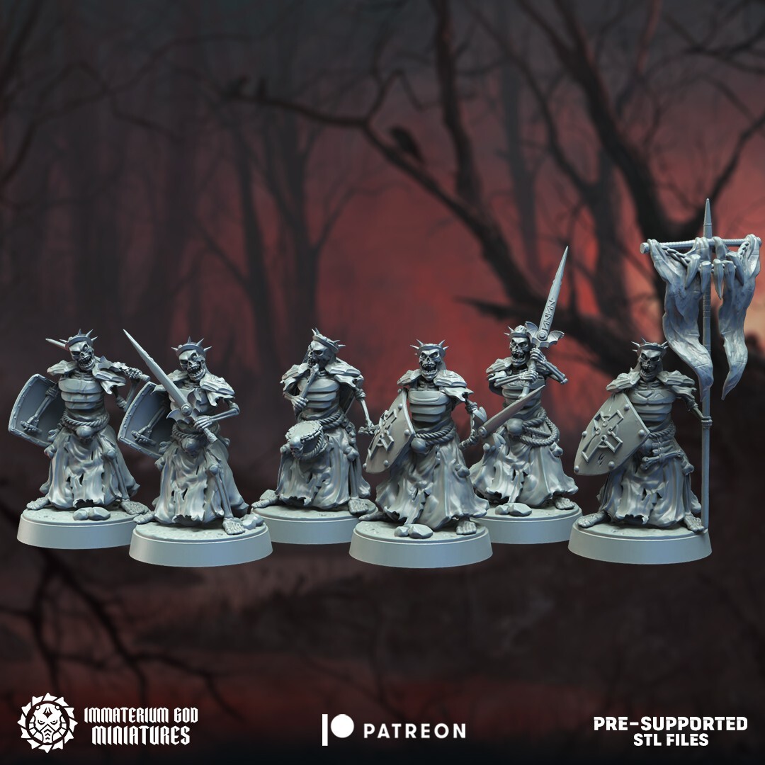 10 Tomb Guardians, Immaterium God, Undead Skeleton Fantasy Miniature