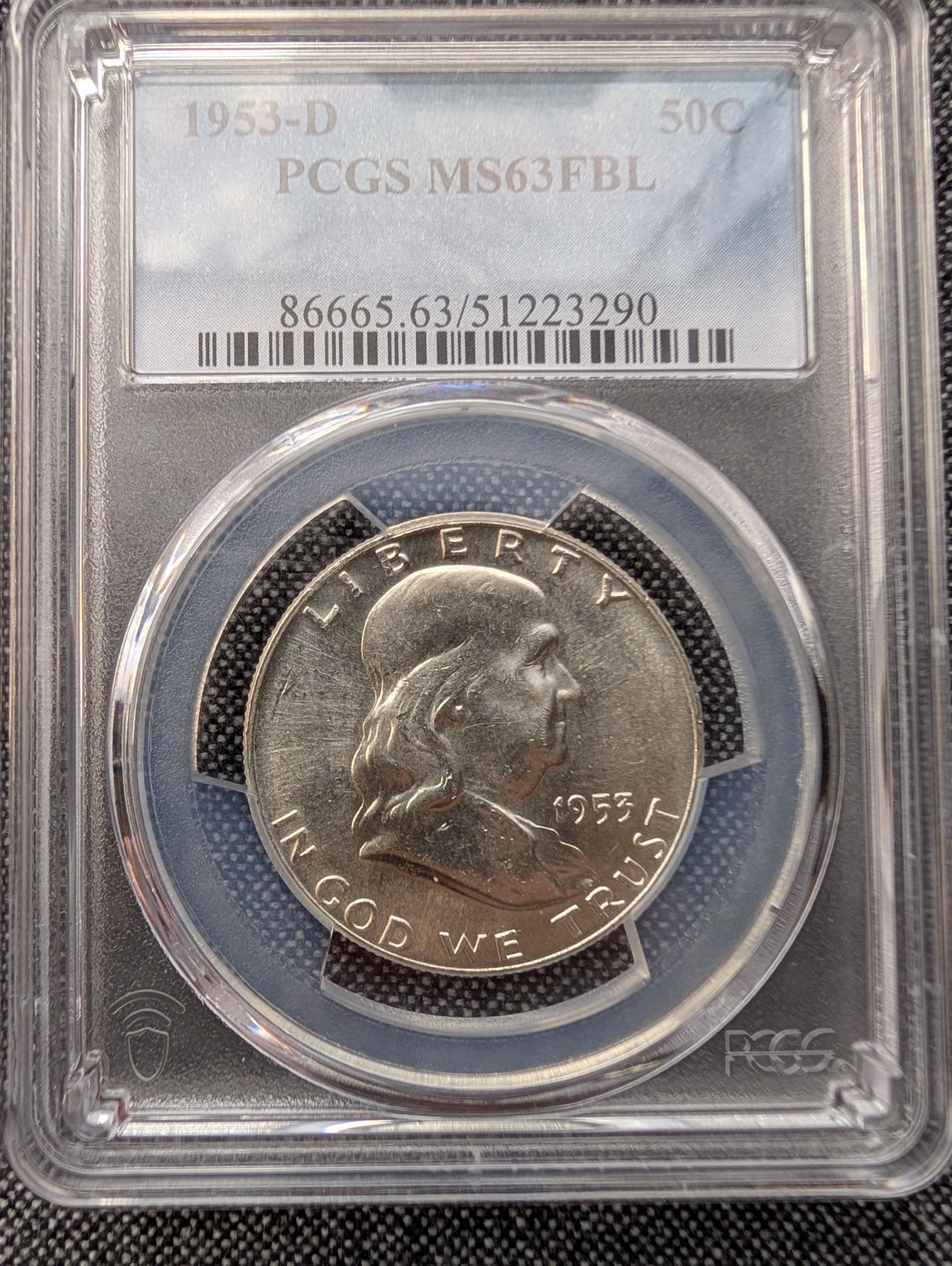 1953-D Franklin Half Dollar PCGS MS63FBL Full Bell Lines Silver 50C