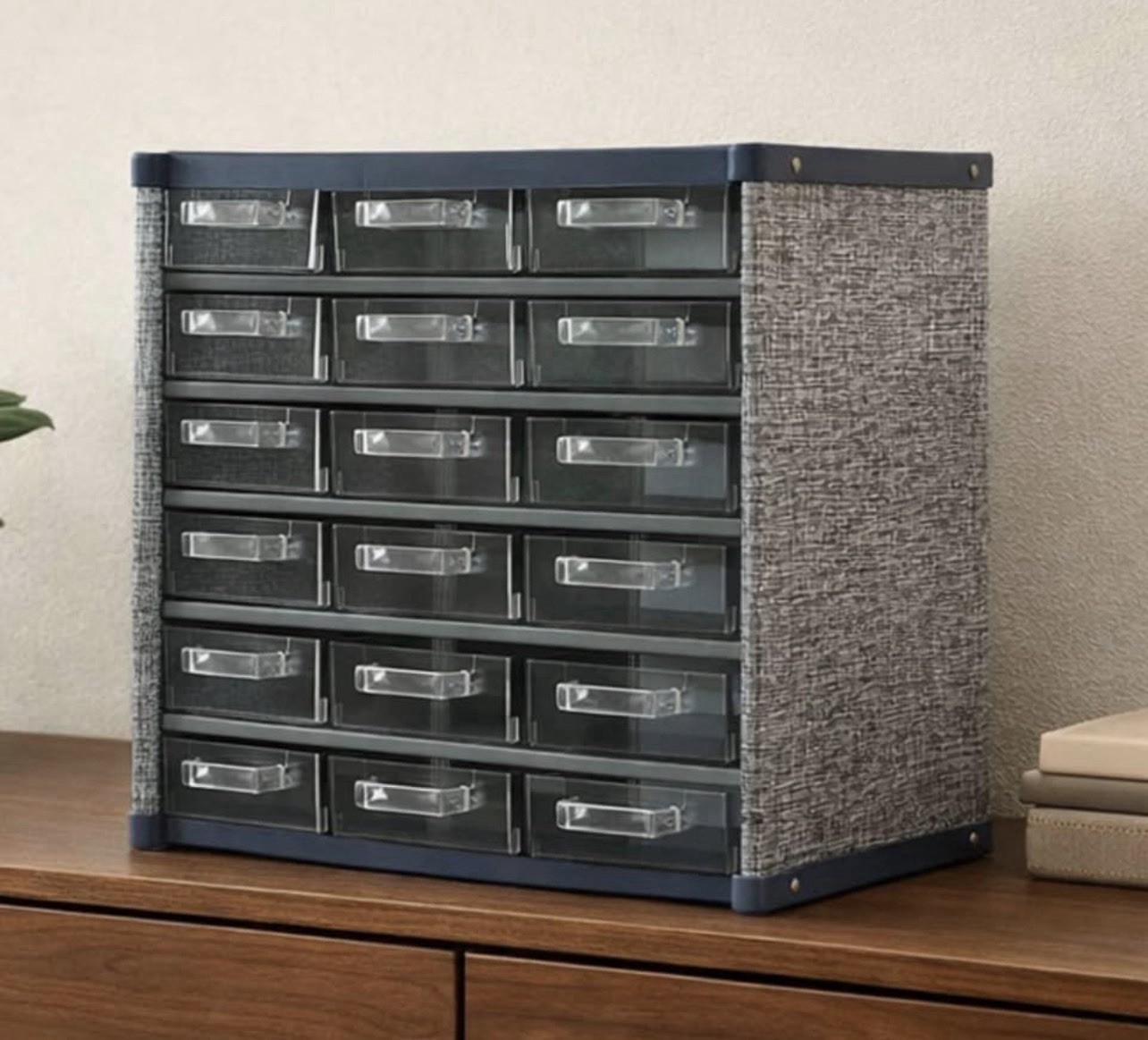 Vintage Mid-Century Modern 18-Drawer Storage Organizer Metal Cabinet