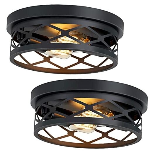 2 Pack Flush Mount Ceiling Light,Black 2-Light 10.7in 2-Light Ceiling Light