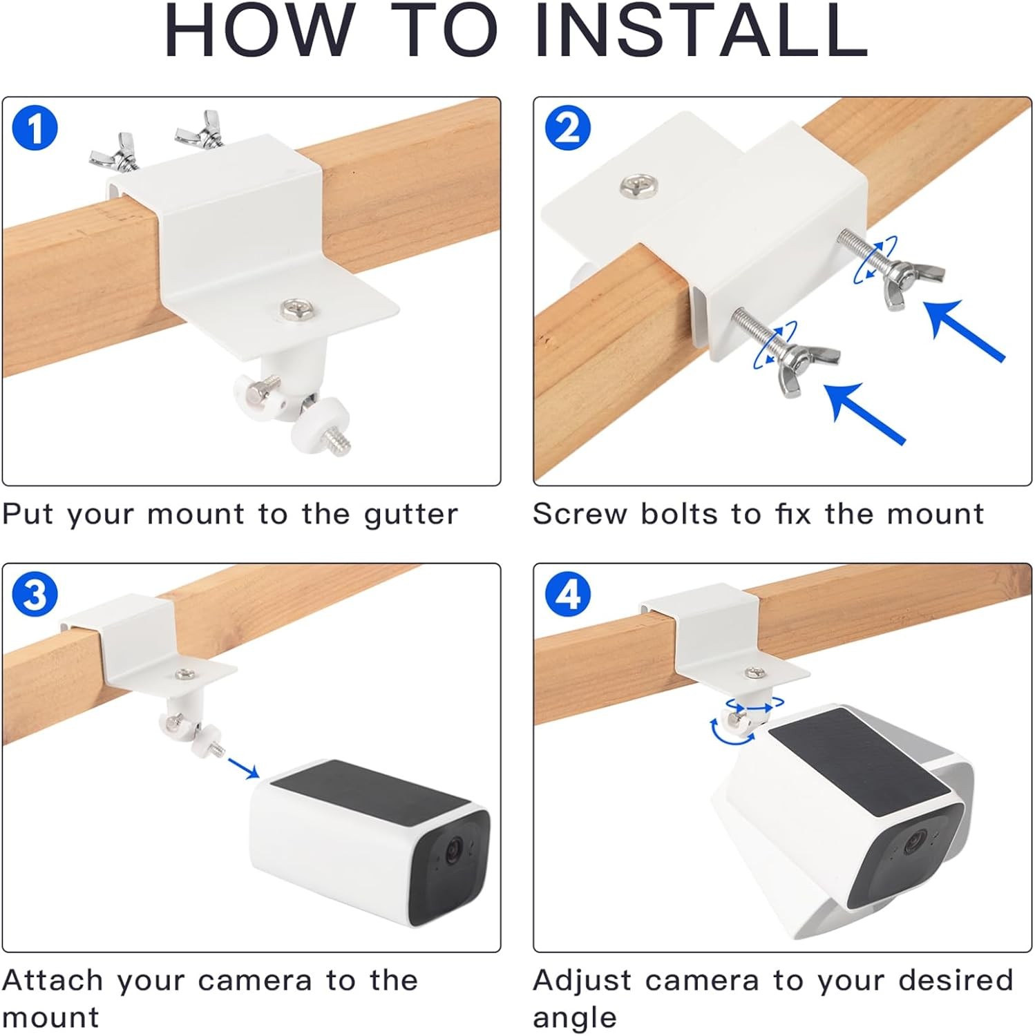 2Pack Gutter Mount Compatible with eufy Security SoloCam S220/C210, White