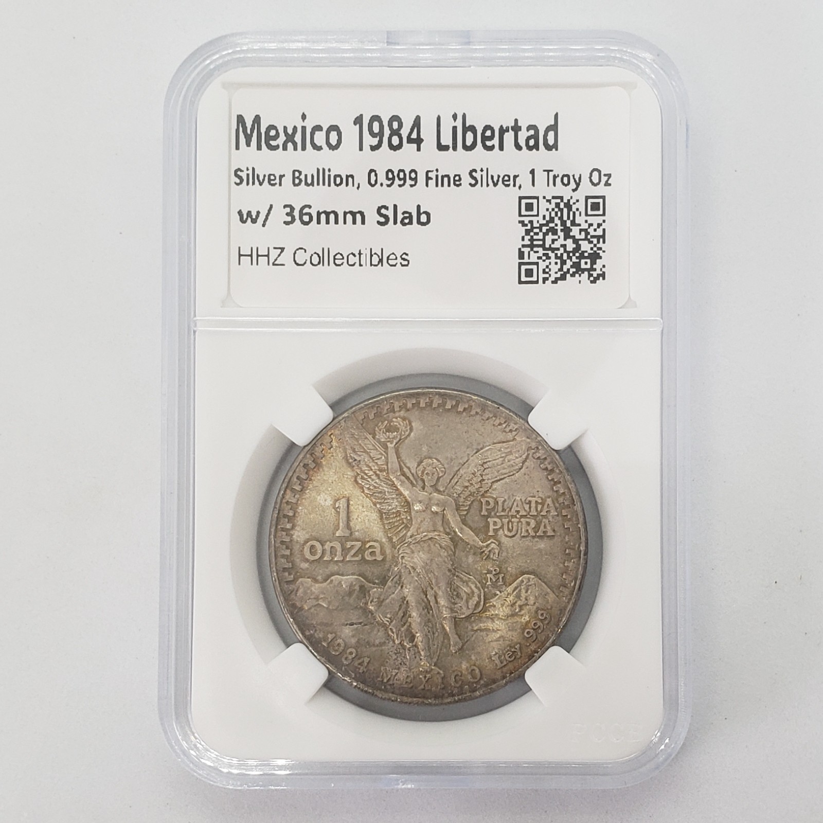 Mexico 1984 Mexican 1 Oz Libertad Silver Coin Bullion w/ 36 mm Slab Snap Holder