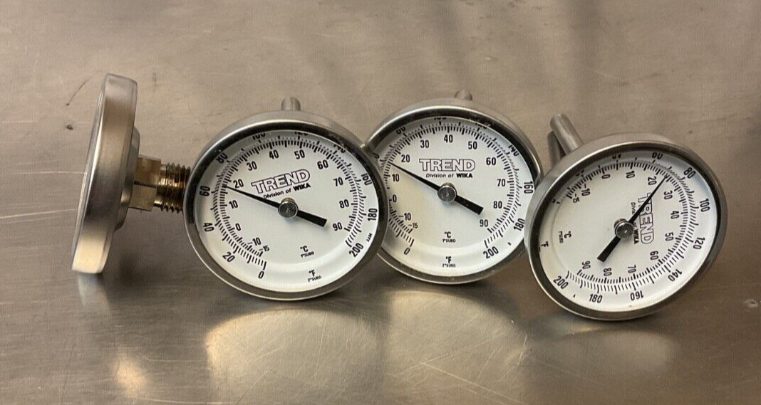 (4) Wika Trend Bimetal Thermometer 2” Stem Length 0/200 F Range 1/2”NPT