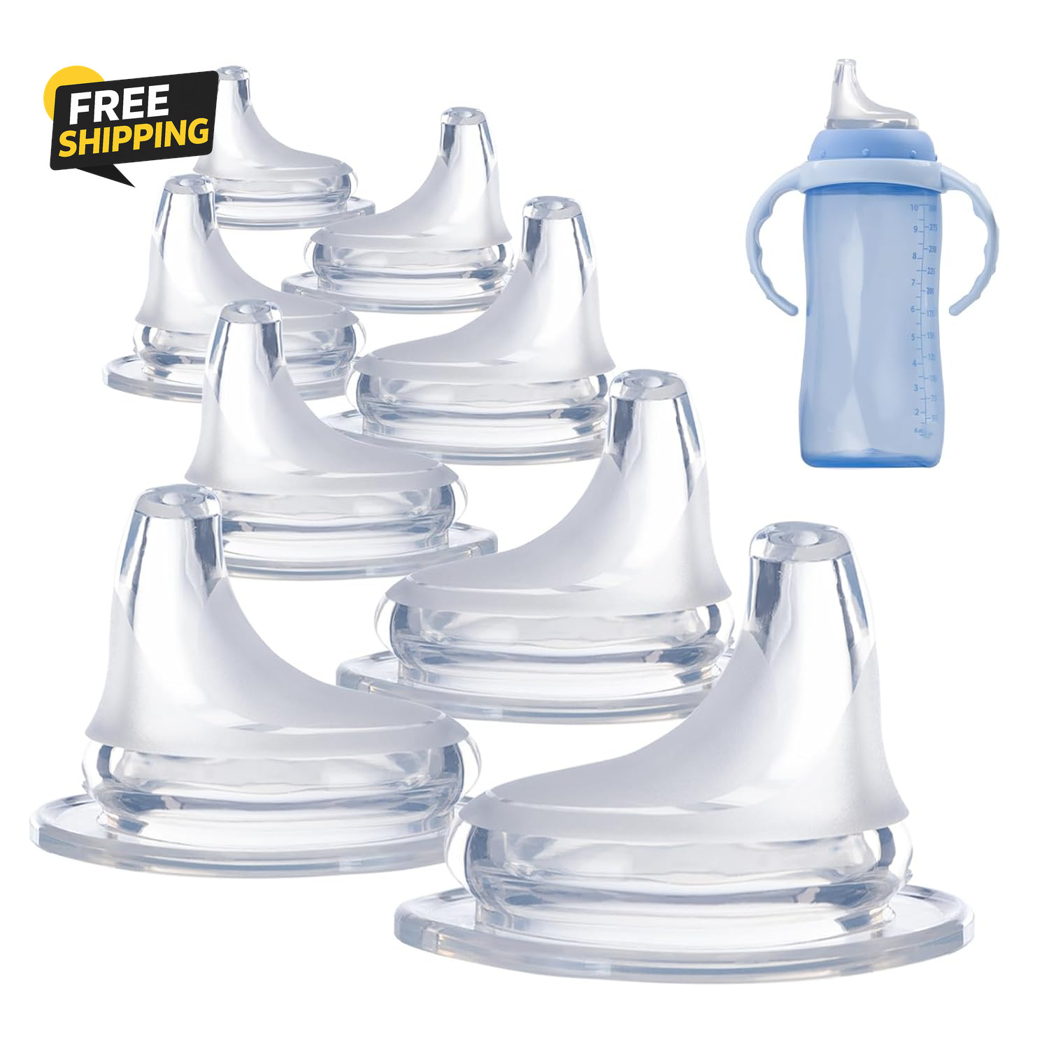 8Pack Replacement Silicone Spout Compatible with NUK, Soft Spout Replacement