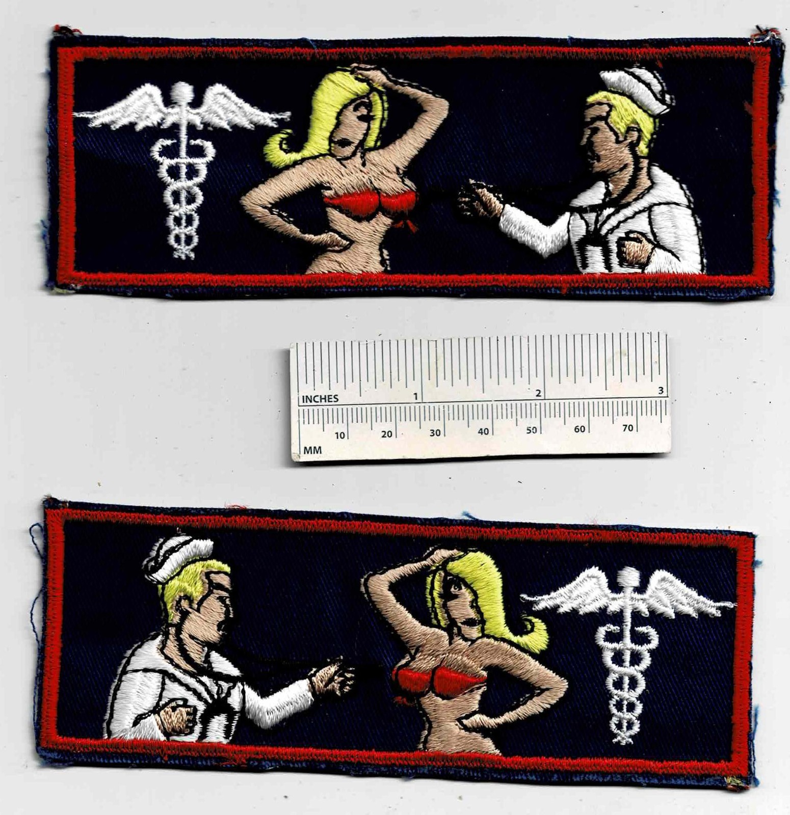 Vietnam War Hospital CORPSMAN w/ GIRL Lot of 2 Patches US Navy Medic Liberty