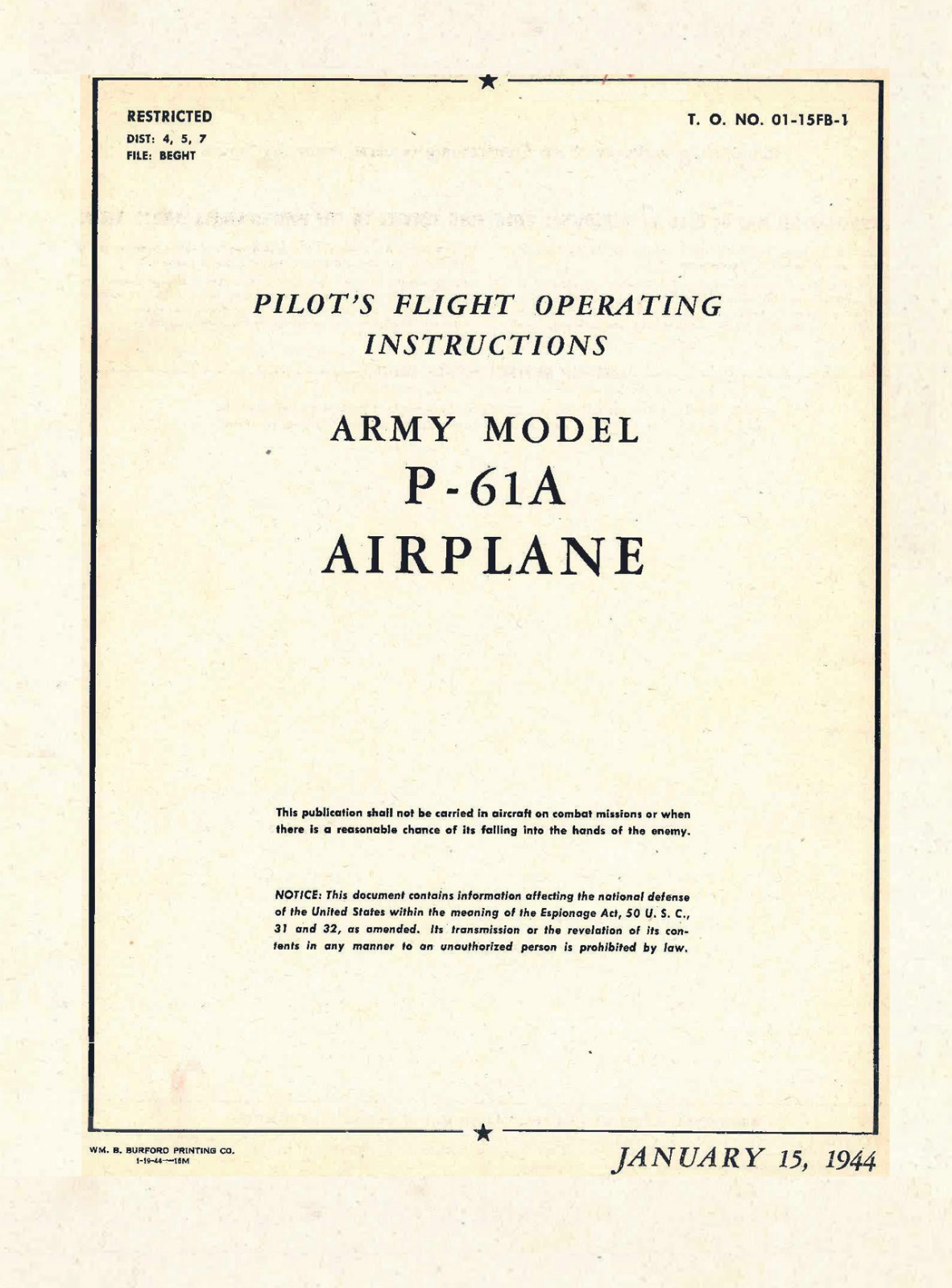 68 Page 1944 USAAF Northrop P-61 Black Widow Flight Operating Manual on Data CD