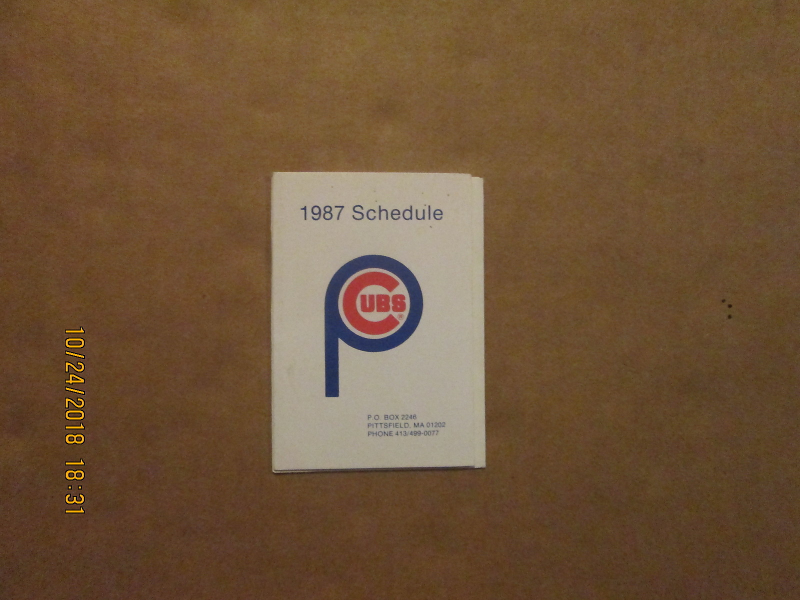 Pittsfield Cubs Vintage Defunct Circa 1987 Team Logo Baseball Pocket Schedule
