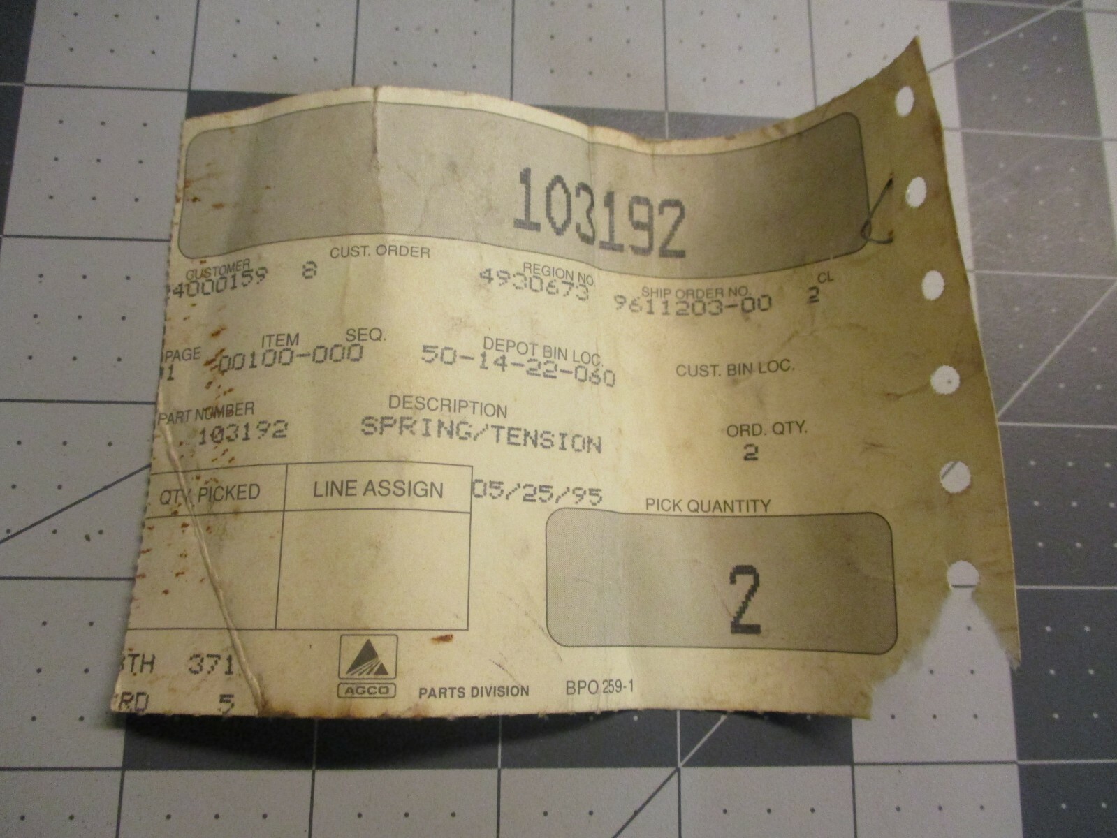 Agco 103192 Spring