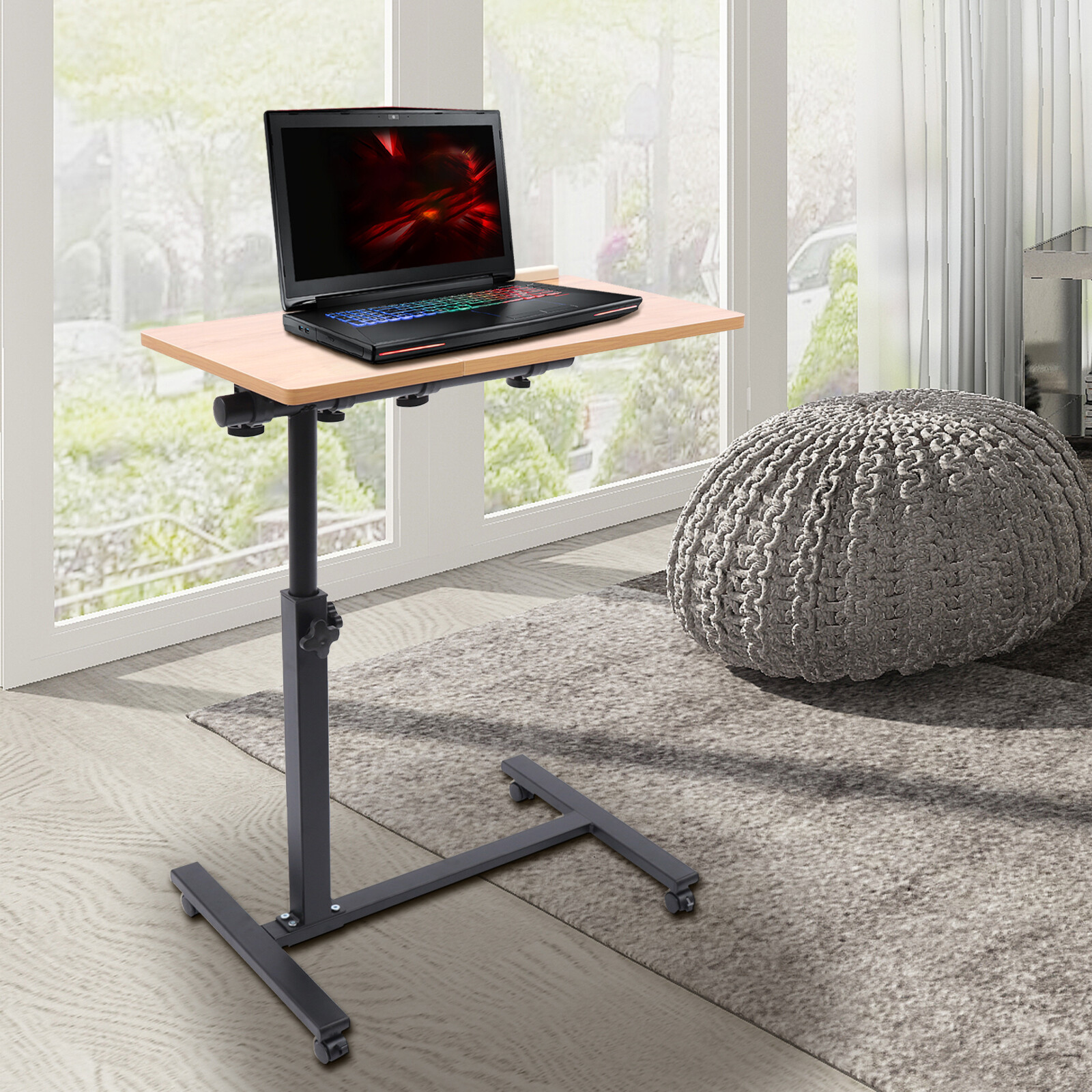 Angle Height Adjustable Rolling Cart Over Bed Hospital Table Stand Laptop Desk