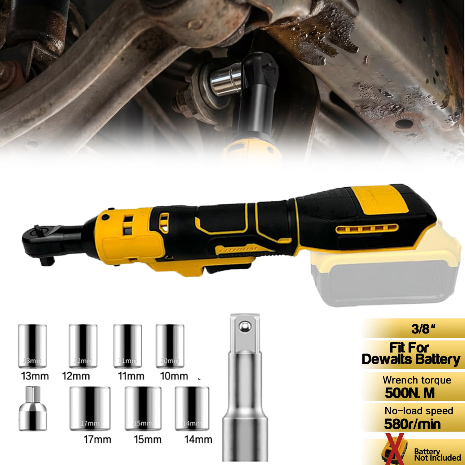 Cordless Ratchet Wrench 3/8" Electric Ratchet Wrench for DEWALT 18V 20V Battery