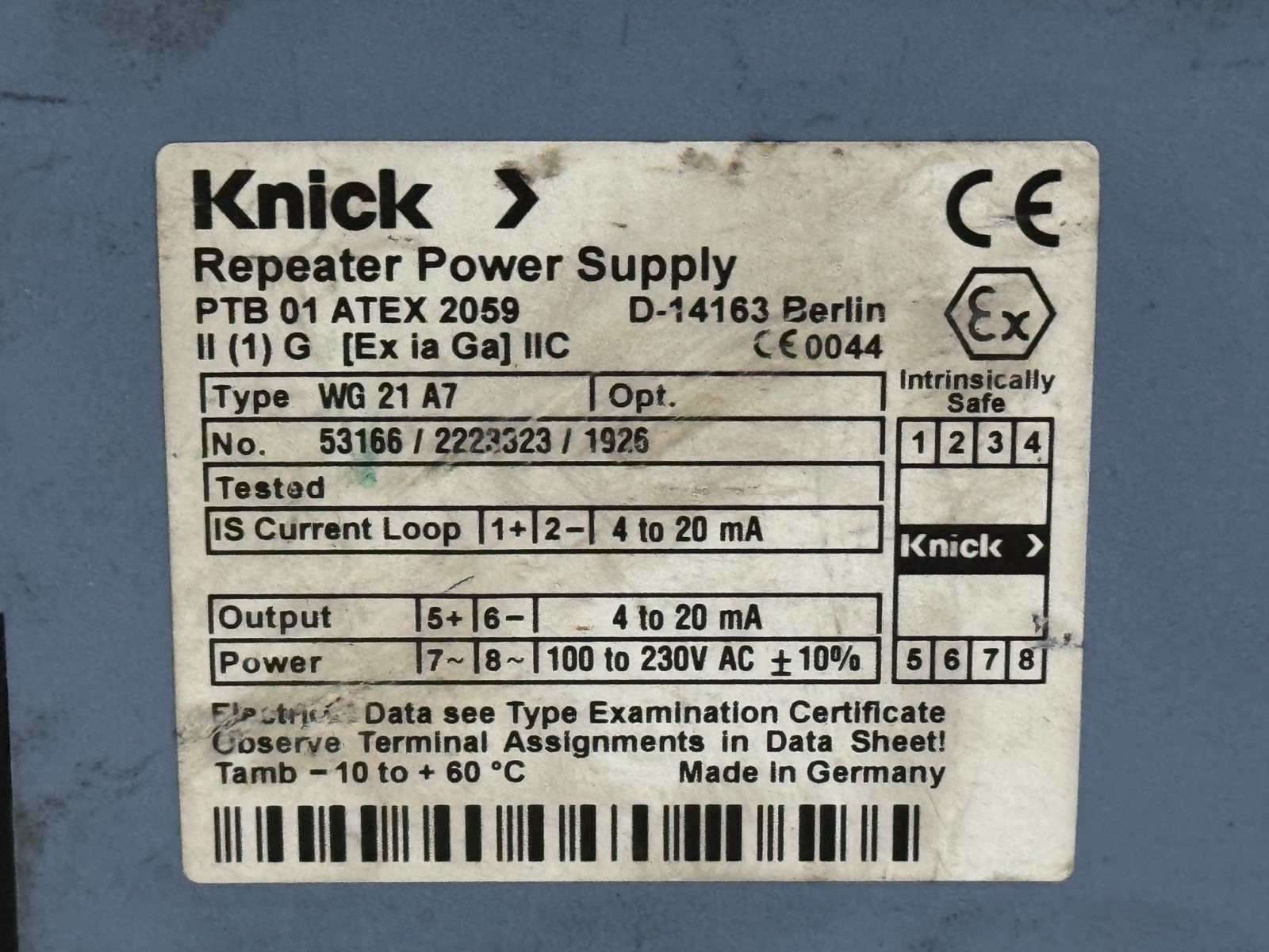 USED Knick WG21A7 Power Supply