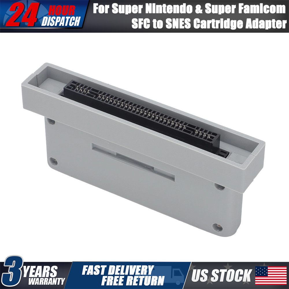 For Super Nintendo & Super Famicom SFC ⇄ SNES Cartridge Adapter Plug-In Gray US