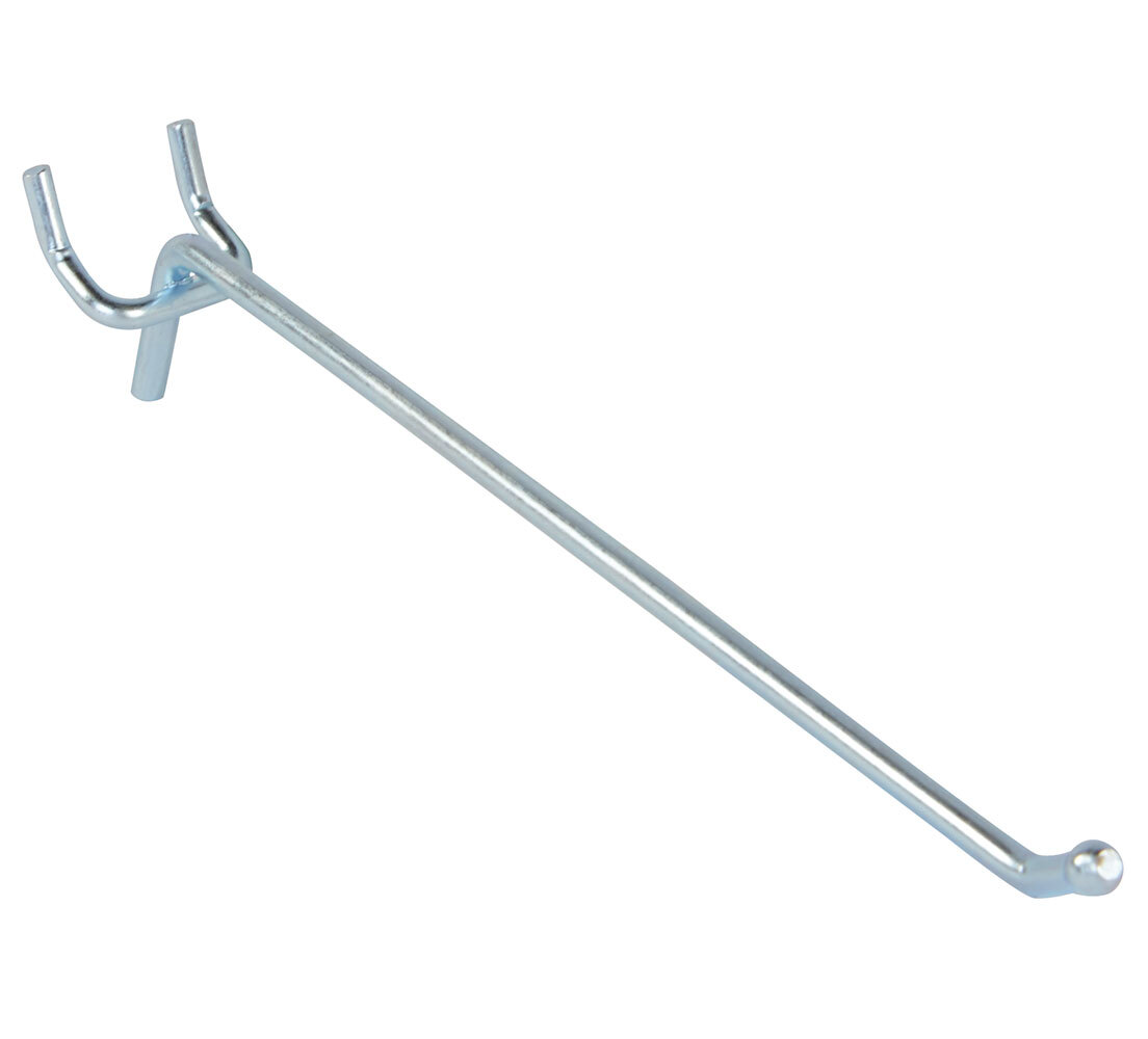 SSWBasics 8 inch Chrome Peg Hook for ¼ inch Pegboard - Pack of 100