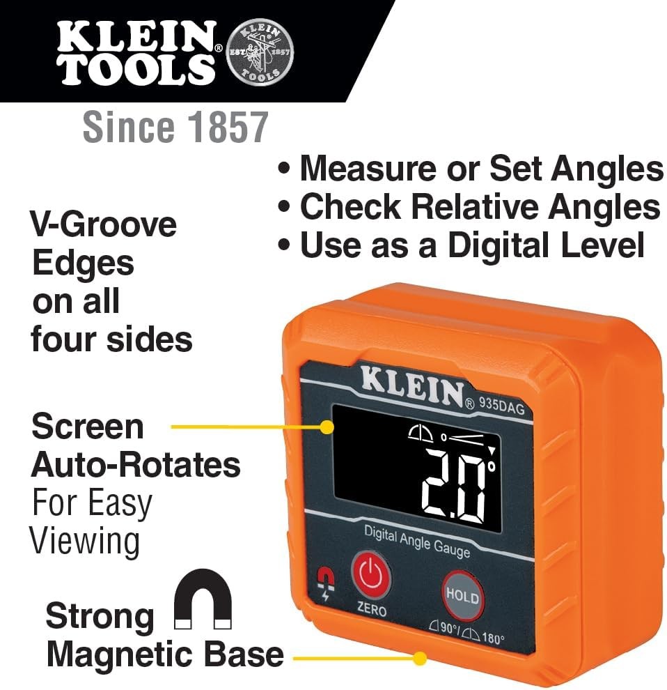 Klein Tools Digital Angle Gauge & Level Magnetic Base 935DAG