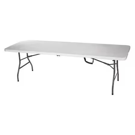 Rectangle Folding Table, 29" W, 96" L, 30" H, Blow Molded Polyethylene Top,